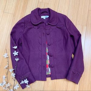 BODEN purple wool blend scalloped trim jacket, 4.